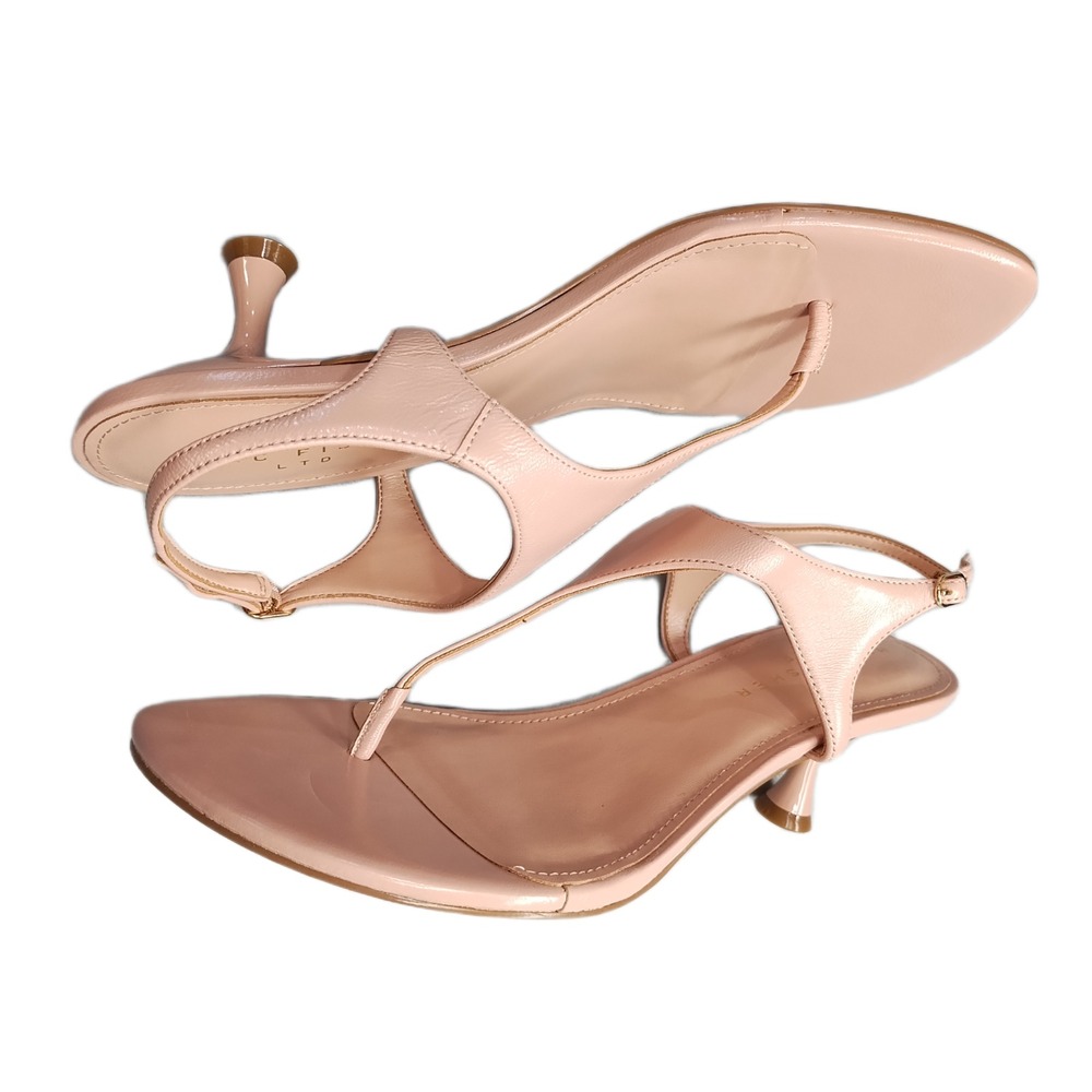 Marc Fisher LTD Pelysa Thong Sandals Womens US 9 Pink Kitten Heel Buckle Strap